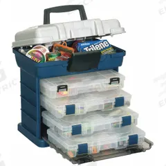PLANO MOLDING Small Parts Storage System: 13 3/8 in x 10 in x 13 3/4 in, Blue/Silver, Snap Clip (MPN 136400). Key specifications — ESD Conductive: Not Electrostatic Discharge Conductive; Color: Blue/Silver; Brand: PLANO MOLDING; Material: Plastic.