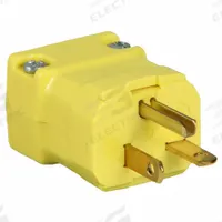 HUBBELL Straight Blade Plug: 6-20P, 250V AC, 20 A, 2 Pole, 3 Blade, Yellow (MPN HBL5464VY)