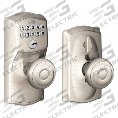 SCHLAGE RESIDENTIAL Keypad Knob: Nickel (MPN FE595 CAM619GEO) - Mechanical Keyless Access Locksets