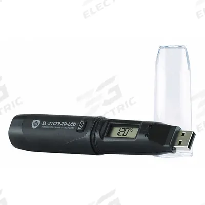 LASCAR Data Logger: -40°F to 257°F, -40°C to 125°C, EL-21CFR-TP-LCD+, Temp, 1 Probes Included - Temperature Data Loggers