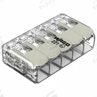 WAGO Lever Wire Connector: 5 Port, 24 AWG – 12 AWG Solid Wire Size Range, 20 A, 440 V, 221 Ex Series (MPN 221-485). Key specifications — Brand: WAGO; Product Type: Lever; Series: 221 Ex.