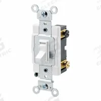LEVITON Wall Switch: Toggle Switch, 4-Way, Maintained, White, 120/277V AC, 20 A (MPN 54524-2W). Key specifications — Illuminated: No; Voltage Rating: 120/277V AC.