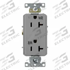 LEVITON Duplex Receptacle: Duplex, 5-20, Gray, 125V AC, 20 A, 2 Pole / 3 Wire (MPN WDR20-GY)