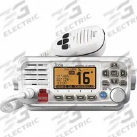 ICOM Marine Mobile Two Way Radio: VHF, Analog and Digital, DSC, 25 W, 1,065 Channels, White, IPX7 (MPN M330 WHITE). Key specifications — attr920640: Marine; attr920639: Marine Mobile Two Way Radio; attr920621: Weather Channel with Weather Alert; attr920622: IPX7; attr920595: M330 WHITE; attr920607: ICOM; attr920646: FCC Part 80; attr920661: Analog and Digital.