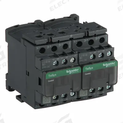 SCHNEIDER Magnetic Contactor: Reversing, 3 Poles, 3NO Contacts, 18 A - Reversing IEC Contactors