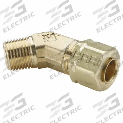 PARKER Compression Fitting Elbow: 1/4 in OD x 1/8 in Pipe Fitting Size, Compression x MNPTF - Self-Aligning Brass Compression Fittings