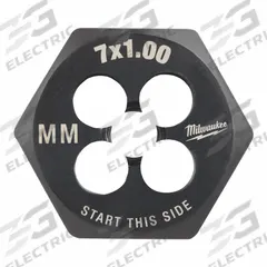 MILWAUKEE Hex Threading Die: M7x1 Metric, 1 in Hex Wd, Black Oxide Carbon Steel (MPN 49-57-5341)
