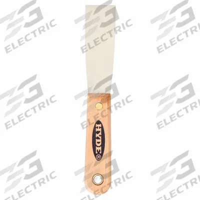 HYDE Putty Knife: Bld. Mat. Carbon Steel, Hdl. Mat. Hardwood - Standard Spreading Tools