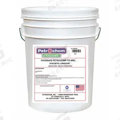 PETROCHEM Compressor Oil: 5 gal, Pail, 15 SAE Grade, 46 ISO Viscosity Grade, 130 Viscosity Index (MPN PETRO-COMP FG-40XL-005). Key specifications — attr59744: 130; attr59746: 46; attr59736: Yes; attr59735: Pail; attr59738: Petro-Comp FG-40Xl; attr59749: 15.