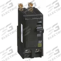 SQUARE D Miniature Circuit Breaker: 90 A, 120/240V AC, Single Phase, 10kA at 120/240V AC, 2 Poles (MPN QOB290). Key specifications — Phase: Single; Amps: 90 A; AC Voltage Rating: 120/240V AC; Max. AIR Rating: 10kA at 120/240V AC; For Use With: Square D NQOD Panelboards; Brand: SQUARE D.