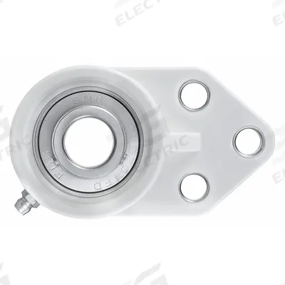 NTN 3 Bolt Flange Bearing: Radial Ball, 3/4 in Bore, Polymer, Set Screws - Food-Grade Flange-Mount Ball Bearings