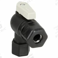 PARKER Manual Two-Way Ball Valve: 3/8 in, Polypropylene, Angle, Sweat x Sweat, Full Port Ball Port (MPN FTPPB6VEU4). Key specifications — Brand: PARKER; Handle: Lever.