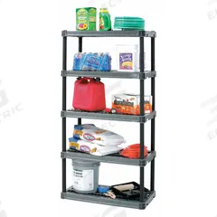 PLANO MOLDING Plastic Shelving: 36 in x 18 in, 74 in Overall Ht, 5 Shelves, Corrosion-Resistant (MPN PLA9618SB). Key specifications — Resistance Properties: Corrosion-Resistant; Frame Material: Plastic; Shelving Material: Plastic; Brand: PLANO MOLDING.