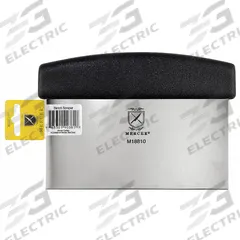 MERCER CUTLERY Bench Scraper: 6 in Overall Lg, 3 in Overall Ht, 3 1/2 in Blade Wd, 5 7/8 in Blade Lg (MPN M18810P). Key specifications — Handle Included: Yes; NSF Certified: Yes; Brand: MERCER CUTLERY; Blade Material: High Carbon Steel; Handle Material: Polypropylene; Product Type: Bench Scraper.
