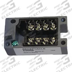EATON Limit Switch Receptacle: EN50041 Body, 2 Mounting Holes, 2NO/2NC, Metallic (MPN E50RB). Key specifications — attr1019579: Screw Terminal; attr1018601: E50; attr1018605: 1/2"-14; attr211338: EATON; attr1027426: NPT; attr1038844: Metallic.