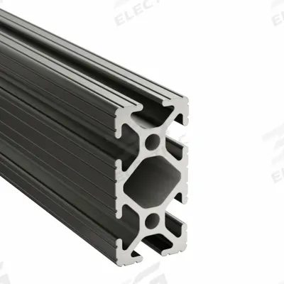 80/20 T-Slot Framing System: 10 Series, 10 ft Lg, 2 in x 1 in, Black, Double - Rectangular Grooved Inch Profiles
