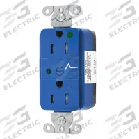 HUBBELL Receptacle: Hospital Grade Fed. Spec., Duplex, 5-15R, Blue, 125V AC, 15 A, 2 Pole / 3 Wire (MPN SNAP8262S)