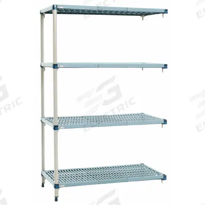METRO Shelf Plastic Industrial Shelving (4): 18 in x 36 in, 62 in Overall Ht - Quick-Adjust Antimicrobial Stationary Plastic Shelving
