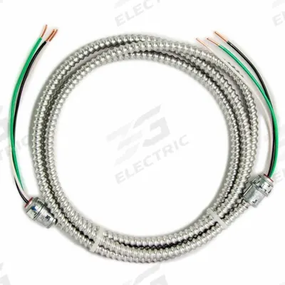 SOUTHWIRE Metal Clad Whip: 12 AWG, 2 Conductors, Copper, 15 ft, Aluminum, Std, Snap In - Metal-Clad Cable Whips