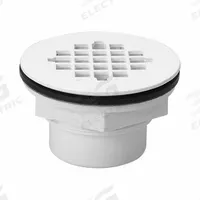 APPROVED VENDOR Shower Drain: Plastic, 2 in Overall Dia, 2 5/8 in Overall Ht, 2 in Fits Drain Size (MPN 133-104). Key specifications — Color: White; Includes: Snap-In Strainer; Connection Type: Solvent Weld; Material: Plastic; Grate Material: Plastic.