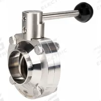 DIXON Butterfly Valve: 6 in Pipe Size, Solder, 60 psi Max. Pressure (CWP), 316L Stainless Steel, 4 (MPN B5107E600BB-A). Key specifications — Average Surface Roughness (Ra): ≤ 32 micron; Brand: DIXON; Stop Positions: 4; Handle Type: Lever; Body Material: 316L SS; Disc Material: 316L SS.