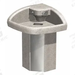 ACORN Wash Fountain: Smoky Granite, Corterra®, Corner, 26 3/4 in Overall Wd, P-Trap Drain, Wash-Ware (MPN 3622-0001). Key specifications — Bowl Shape: Corner; Drain Type: P-Trap; Color: Smoky Granite; Brand: ACORN; Series: Wash-Ware; Sink Material: Corterra®; ADA Compliant: ADA Compliant.