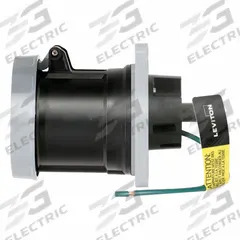 LEVITON Pin and Sleeve Receptacle: Black, 347/600V AC, Three Phase, 100 A, 4 Pole, 5 Wire (MPN 5100R5WLEV). Key specifications — Brand: LEVITON.