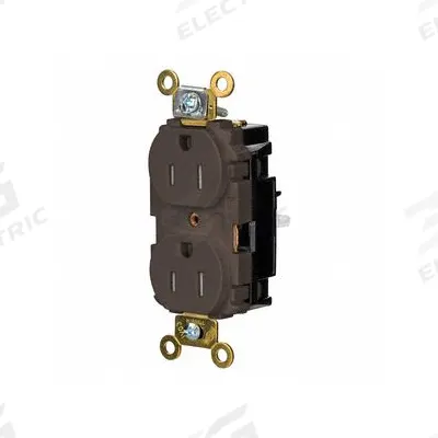 HUBBELL Receptacle: Duplex, 5-15, Brown, 125V AC, 15 A, 2 Pole / 3 Wire (MPN HBL5262STTR) - General Purpose Receptacles