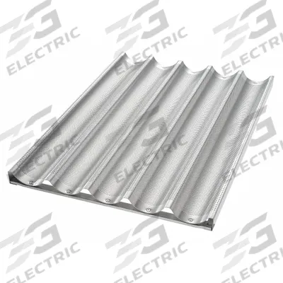 CHICAGO METALLIC Baguette/French Bread Pan: Aluminum, 5 Slots, 17 3/4 in Overall Wd - Bread & Loaf Pans