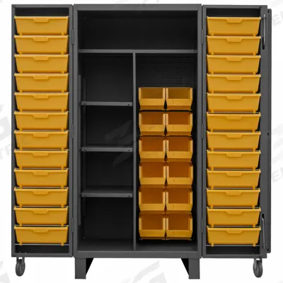 DURHAM MFG Bin Cabinet: 36 in x 36 in 78 in, 4 Shelves, 36 Bins, Yellow, Deep Box - Standard Bin Cabinets with Shelves