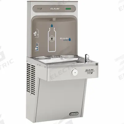 ELKAY Drinking Fountain with Bottle Filler: On-Wall, 8 gph @ 50°F, Stainless Steel - On-Wall Single Drinking Fountains with Bottle Fillers