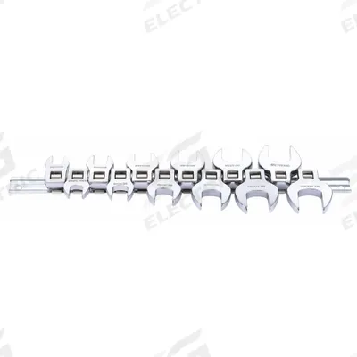 WESTWARD Crowfoot Socket Set: Alloy Steel, Chrome, 12 Tools - Metric Open End Crowfoot Wrench Sets