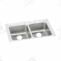 JUST MANUFACTURING Bowl Drop-In Sink: 37 in Overall Lg, 22 in Overall Wd, 5 1/2 in Bowl Dp, 2 Bowls (MPN DLADA2237A554-J). Key specifications — Brand: JUST MANUFACTURING; Color Family: Silver/Gray.