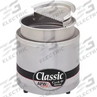 Round Countertop Cooker: 7 qt Capacity, 1,000 W Watt, Silver, 10 in Overall Ht, 10 1/2 in Overall Wd (MPN RCW-7SP). Key specifications — Brand: APW WYOTT; Color: Silver; Manufacturer Part Number: RCW-7SP; Product Type: Food Warmer; Voltage: 120V AC.