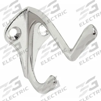 APPROVED VENDOR Coat Hook: Screw, 35 lb Wt Capacity, 2 Points per Hook, Silver - Mounted Coat & Garment Hooks