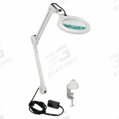 VISION-LUXO Round Magnifier Light: LED, 1.75x, 3 Diopter, 700 lm Max Brightness, 30 in Arm Reach (MPN LFG028216). Key specifications — Arm Material: Die-Cast Aluminum; Brand: VISION-LUXO; Magnification: 1.75x; ESD Safe: No; Lens Material: Glass; Lighting Technology: LED; Operating Voltage: 120V AC; Includes Ultraviolet Light: No.