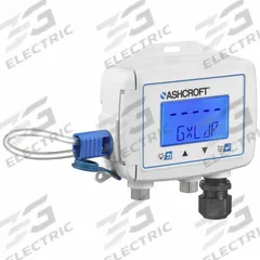 ASHCROFT Indicating Differential Transmitter: Digital, 15 psi to 25 psi, Terminal Block, 1.8 in Dia (MPN GX310IW). Key specifications — Brand: ASHCROFT; Display Type: Digital; Accuracy: ±0.25% of Span; Manufacturer Part Number: GX310IW; Series: GXLdp; Fitting Material: Brass; Housing Material: Plastic; IP Rating: IP67.