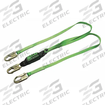 MILLER BY PIP Shock-Absorbing Lanyard: Shock Pack, Steel Snap Hook, Steel Snap Hook - General Fall Protection Shock-Absorbing Lanyards