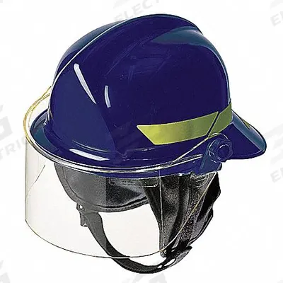 BULLARD Fire Helmet: Blue, Modern Rear Brim, Chin Strap