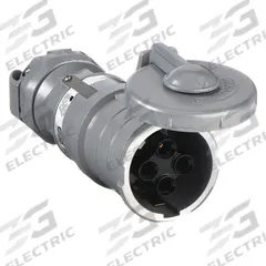 HUBBELL Pin and Sleeve Connector: Gray, 250V DC/600V AC, Three Phase, 60 A, 4 Pole, 3 Wire (MPN VPR6465). Key specifications — Brand: HUBBELL.