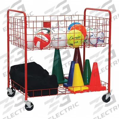 CHAMPION SPORTS Ball Cart: 43 in Overall Lg, 30 in Overall Wd, 45 in Overall Ht, Steel - Equipment Racks