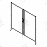 T-Slot Framing System Door: Stand-Alone, Gray, Double Swing, 72 in H x 75 in W x 5 1/2 in D, Solid (MPN 47791). Key specifications — Finish: Anodized; Brand: FAZTEK; Panel Color: Clear; Panel Type: Solid; Color: Gray; Material: Polycarbonate; Assembly: Assembled; Manufacturer Part Number: 47791.