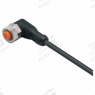IFM Single-Ended Cordset: M12 Female Bare Wire, 5 Pins, Black, PUR, 5 m Cable Lg - Single-Ended Cordsets with PUR Jacket for Twisting Applications