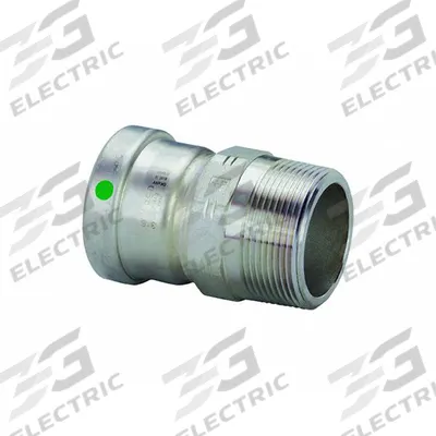 VIEGA PROPRESS Crimp Adapter Fitting: 4 in CTS x 4 in Pipe Size, Straight, Press-fit x MNPT - Potable Water Stainless Steel Press Tube Fittings