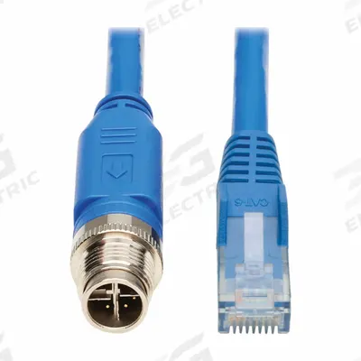 EATON TRIPP LITE Ethernet Cable: 3.3 ft Lg, X Coding, M12 Male Straight x RJ45 Male Straight - M12 Connector to RJ45 Connector Power over Ethernet (PoE) Cordsets