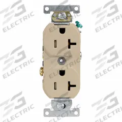 LEVITON Plugs and Receptacles: Duplex, 5-20, Ivory, 125V AC, 20 A, 2 Pole / 3 Wire (MPN TCR20-I)