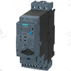SIEMENS IEC Magnetic Motor Starter: Non-Reversing, 3 Poles, Electronic Protection, 0.4 A, 24V AC/DC (MPN 3RA6120-1AB32). Key specifications — Brand: SIEMENS; Pilot Lights Included: None; Auxiliary Contacts Included: 1NO/1NC.