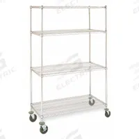 INSTOCK Metal Shelving: 36 in x 24 in x 79 in, Dry/Harsh/Wet, Split Sleeve, 4 Shelves, Silver (MPN GRMSS2436). Key specifications — Color: Silver; Recommended Environment: Wet; Post Shape: Round; Number Of Shelves: 4; Caster Wheel/Configuration: (2) Swivel; Material: Stainless Steel; Brand: INSTOCK.