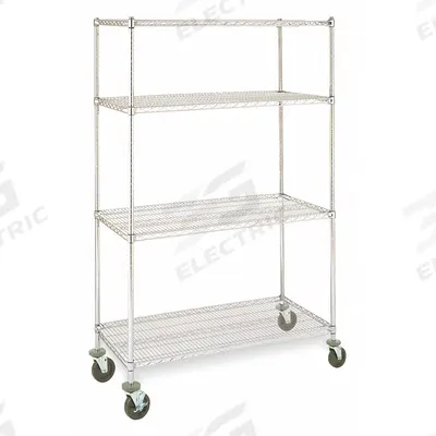 INSTOCK Metal Shelving: 36 in x 24 in x 79 in, Dry/Harsh/Wet, Split Sleeve, 4 Shelves - Corrosion-Resistant Mobile Wire Shelving for Harsh Environments