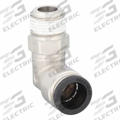 PARKER Push-Fit Elbow Fitting: 1/2 in OD x 3/8 in Pipe Size, Push-to-Connect x MNPTF - Nickel-Plated Brass Tube Fittings